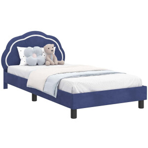 vidaXL - Kinderen - bedframe - met - hoofdboard - Politieblauw - 80 - x - 200 - cm