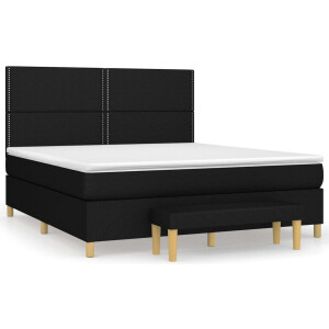 vidaXL - Boxspring - met - matras - stof - zwart - 180x200 - cm