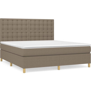 vidaXL - Boxspring - met - matras - stof - taupe - 160x200 - cm