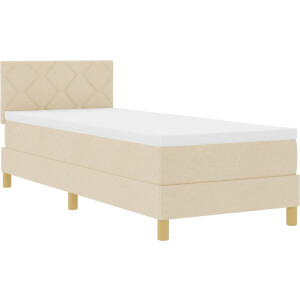 vidaXL - Boxspring - bed - met - hoofdeinde - Crème - 200 - x - 80 - cm - Stof