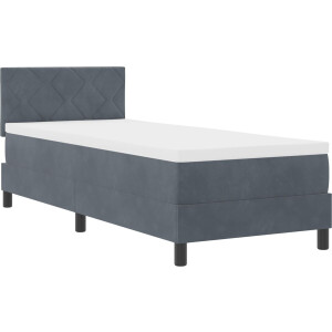 vidaXL - LED - Box - Spring - Bed - Donkergrijs - 80 - x - 200 - cm - Fluweel
