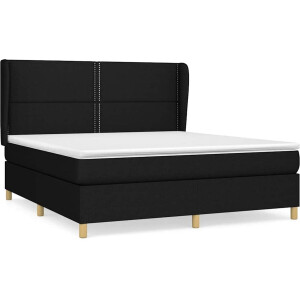 vidaXL - Boxspring - met - matras - stof - zwart - 160x200 - cm