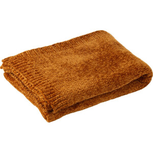 J-Line deken Chenille - polyester - bruin