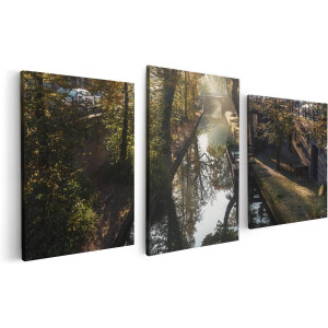 Artaza Canvas Schilderij Drieluik Nieuwe Gracht In Utrecht - 120x60 - Foto Op Canvas - Canvas Print
