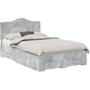 vidaXL - Bedframe - met - lade - Beton - Grijs - 120 - x - 190 - cm - Bewerkt - hout