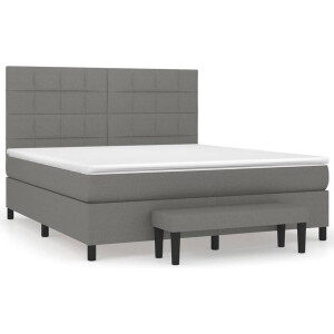 vidaXL - Boxspring - met - matras - stof - donkergrijs - 160x200 - cm