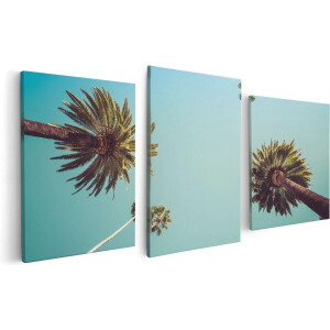 Artaza Canvas Schilderij Drieluik Palmbomen met Bladeren in de Lucht - 120x60 - Foto Op Canvas - Canvas Print
