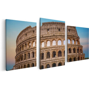 Artaza Canvas Schilderij Drieluik Colosseum in Rome met de Blauwe Lucht - 120x60 - Foto Op Canvas - Canvas Print