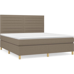 vidaXL - Boxspring - met - matras - stof - taupe - 160x200 - cm