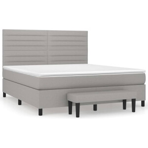vidaXL - Boxspring - met - matras - stof - lichtgrijs - 160x200 - cm