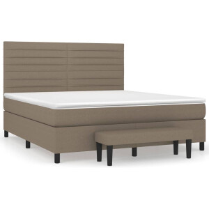 vidaXL - Boxspring - met - matras - stof - taupe - 180x200 - cm