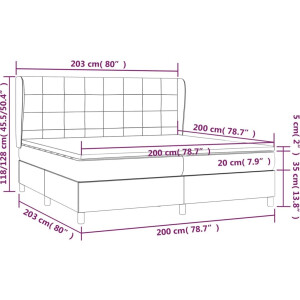 vidaXL - Boxspring - met - matras - stof - donkergrijs - 200x200 - cm