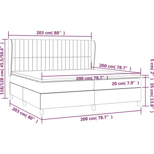 vidaXL - Boxspring - met - matras - stof - donkergrijs - 200x200 - cm