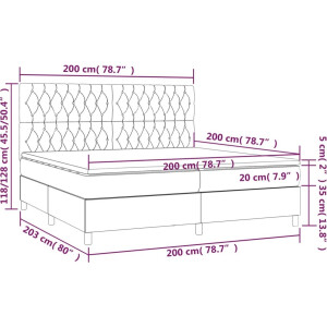 vidaXL - Boxspring - met - matras - stof - donkergrijs - 200x200 - cm