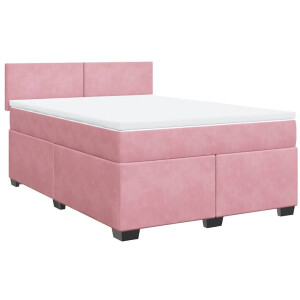 vidaXL - Boxspring - met - matras - fluweel - roze - 140x190 - cm