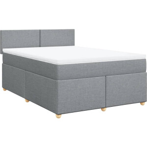 vidaXL - Boxspring - met - matras - stof - lichtgrijs - 140x200 - cm