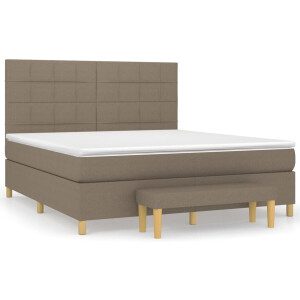 vidaXL - Boxspring - met - matras - stof - taupe - 180x200 - cm
