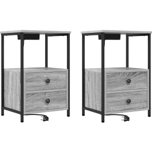 vidaXL - Nachtkastje - 2 - st - Grijs - Sonoma - 40 - x - 31 - x - 60 - cm - Bewerkt - hout