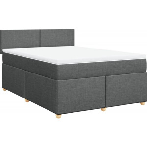 vidaXL - Boxspring - met - matras - stof - donkergrijs - 160x200 - cm