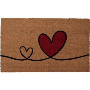 Clayre & Eef Deurmat 75x45 cm Bruin Kokos Harten