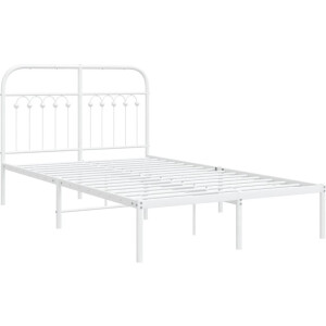 vidaXL - Bedframe - met - hoofdbord - metaal - wit - 120x190 - cm