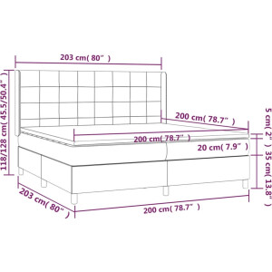 vidaXL - Boxspring - met - matras - stof - donkergrijs - 200x200 - cm