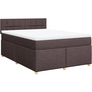 vidaXL - Boxspring - met - matras - stof - donkerbruin - 140x190 - cm