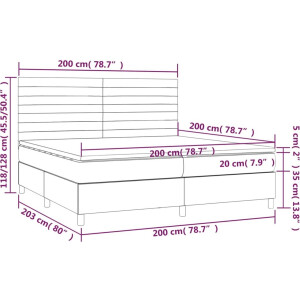 vidaXL - Boxspring - met - matras - stof - donkerbruin - 200x200 - cm