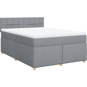 vidaXL - Boxspring - met - matras - stof - lichtgrijs - 160x200 - cm
