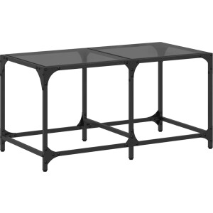 vidaXL - Salontafel - met - zwart - glazen - blad - 78,5x40x40 - cm - staal