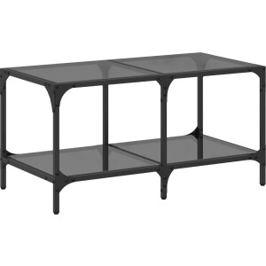 vidaXL - Salontafel - met - zwart - glazen - blad - 78,5x40x40 - cm - staal