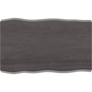 vidaXL - Tafelblad - natuurlijke - rand - 80x50x(2-6) - cm - eikenhout - donkerbruin
