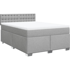 vidaXL - Boxspring - met - matras - stof - lichtgrijs - 140x200 - cm
