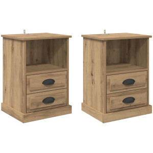 vidaXL - Nachtkastje - 2 - st - Artisan - Eiken - 36 - x - 43 - x - 60 - cm - Bewerkt - hout
