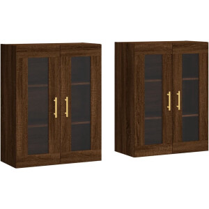 vidaXL - Hangkasten - 2 - st - bewerkt - hout - bruin - eikenkleur
