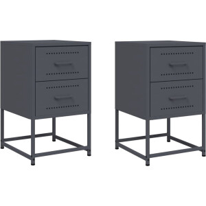 vidaXL - Nachtkastjes - 2 - st - 36x39x60,5 - cm - staal - antracietkleurig