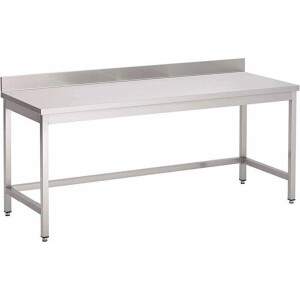Gastro-Inox RVS werktafel met achteropstand, zonder onderblad, 1300(l)x600(d)x850(h)mm