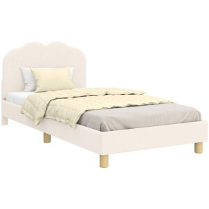 vidaXL - Kinderen - bedframe - met - hoofdboard - Crèmekleurig - 80 - x - 200 - cm
