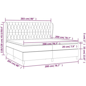 vidaXL - Boxspring - met - matras - stof - donkergrijs - 200x200 - cm
