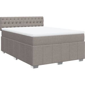vidaXL - Boxspring - met - matras - stof - taupe - 160x200 - cm