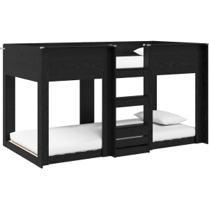 vidaXL - Stapeld - bed - voor - kids - Zwart - Eiken - 100 - x - 200 - cm - Bewerkt - hout