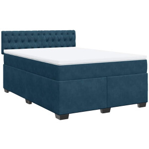 vidaXL - Boxspring - met - matras - fluweel - blauw - 160x200 - cm