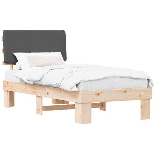 vidaXL - Bedframe - met - Gevoerde - Hoofdbord - Donkergrijs - 75 - x - 190 - cm