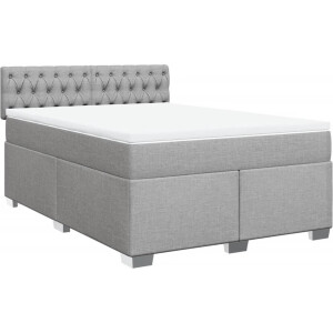 vidaXL - Boxspring - met - matras - stof - lichtgrijs - 140x200 - cm