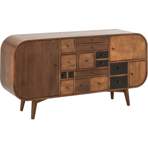 J-Line Dressoir met meerdere laden - mangohout - naturel/zwart