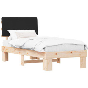 vidaXL - Bedframe - met - Gevoerde - Hoofdbord - Zwart - 80 - x - 200 - cm