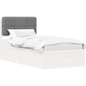vidaXL - Bedframe - met - Gevoerde - Hoofdbord - Lichtgrijs - 75 - x - 190 - cm