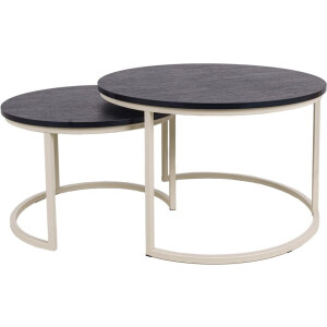 MaximaVida ronde salontafel set Chicago XL 75 cm ivoor - pinewood fineer