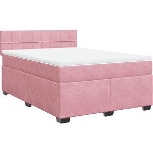 vidaXL - Boxspring - met - matras - fluweel - roze - 160x200 - cm