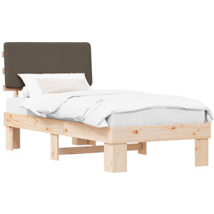 vidaXL - Bedframe - met - Gevoerde - Hoofdbord - Taupe - 90 - x - 190 - cm